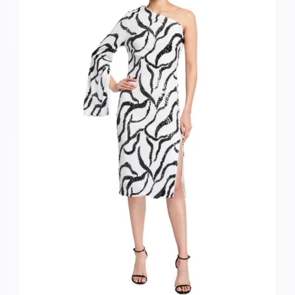 One33 Social Sequin Zebra One-Sleeve Cocktail Dress Size 8 - Picture 1 of 15